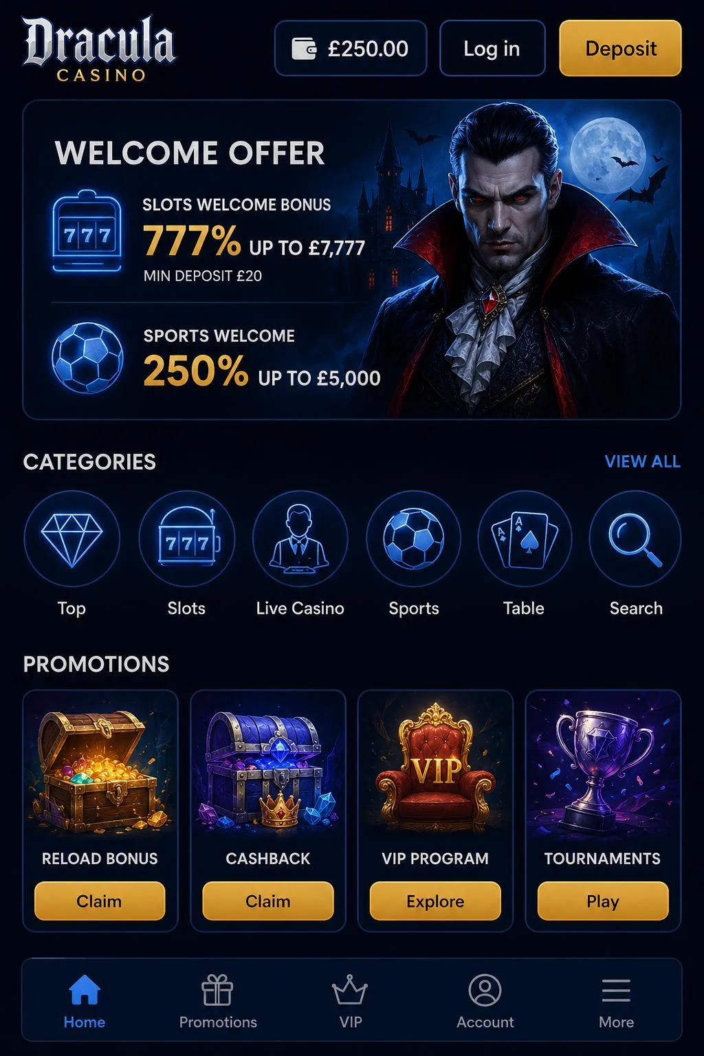Dracula Casino app and mobile experience iOS Android Dracula Casino app and mobile experience